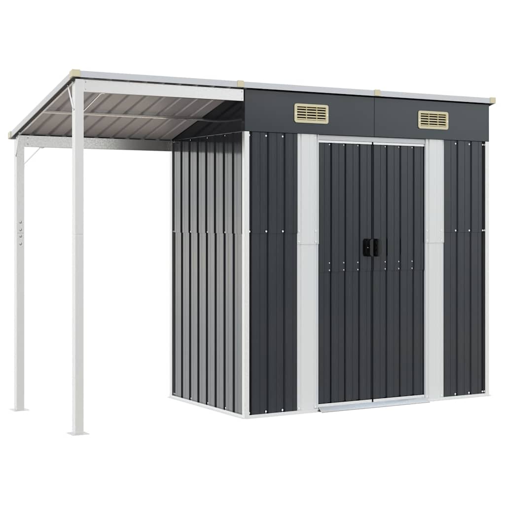 Garden Shed with Extended Roof Anthracite 277x107x181 cm Steel