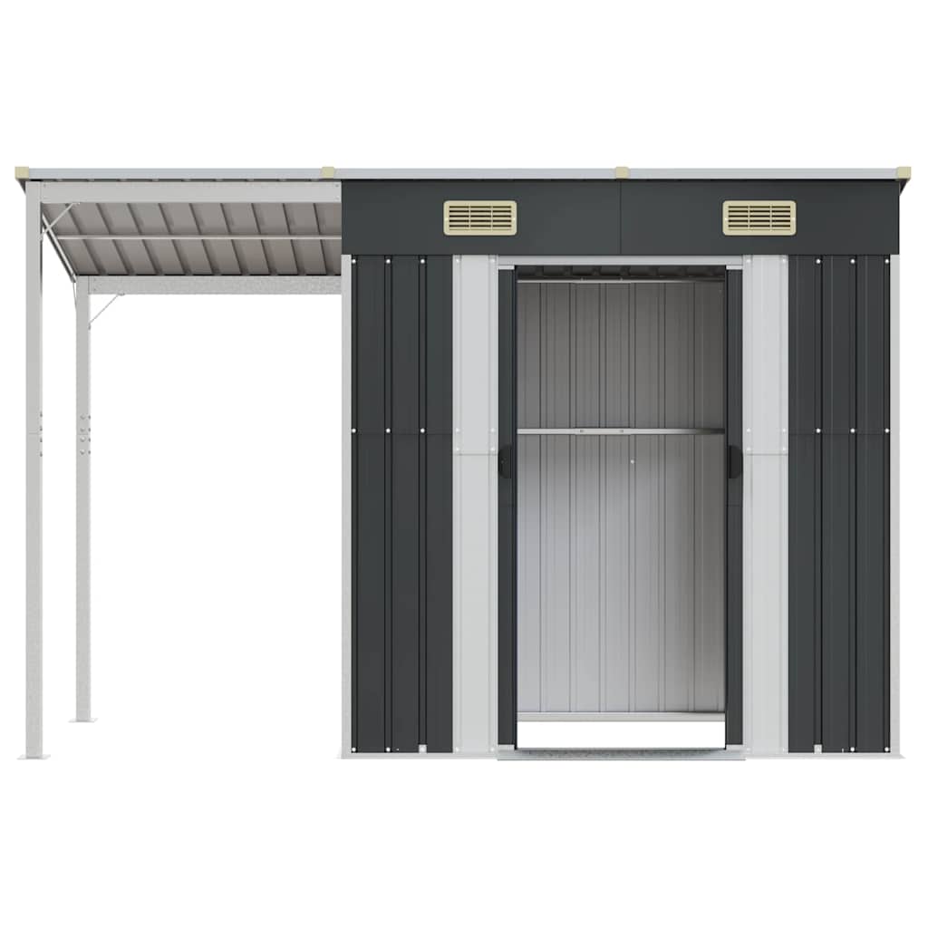 Garden Shed with Extended Roof Anthracite 277x107x181 cm Steel