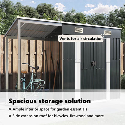 Garden Shed with Extended Roof Anthracite 277x107x181 cm Steel