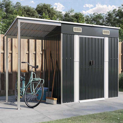 Garden Shed with Extended Roof Anthracite 277x107x181 cm Steel