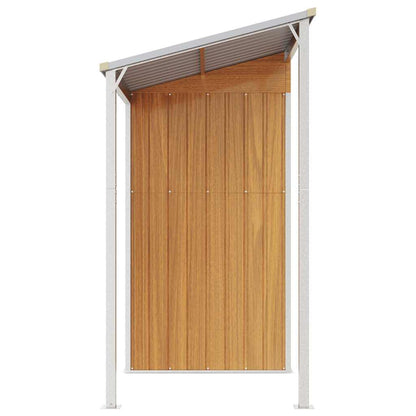 Garden Shed with Extended Roof Light Brown 277x107x181cm Steel