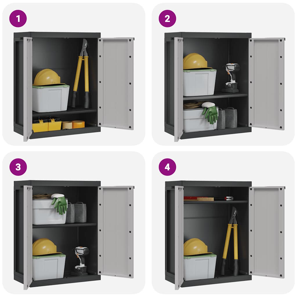 Outdoor Storage Cabinet Grey and Black 65x37x85 cm PP