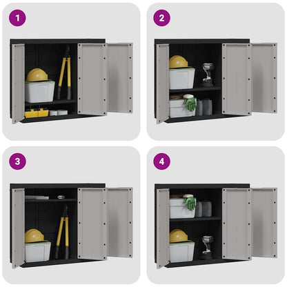 Outdoor Storage Cabinet Grey and Black 97x37x85 cm PP