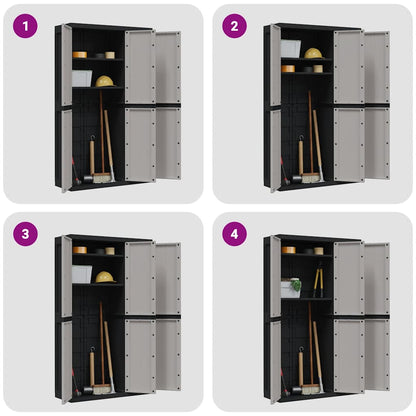 Outdoor Storage Cabinet Grey and Black 97x37x165 cm PP