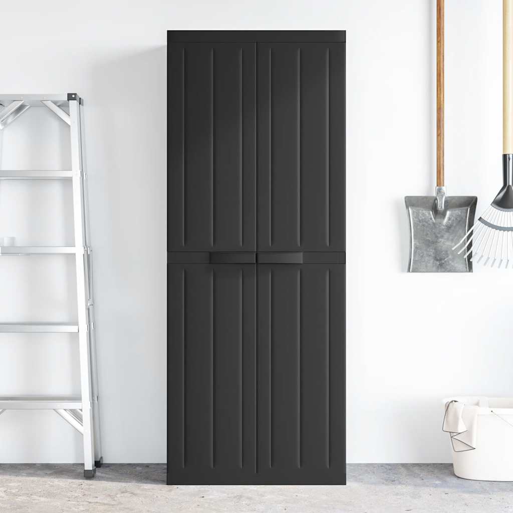 Outdoor Storage Cabinet Black 65x37x165 cm PP