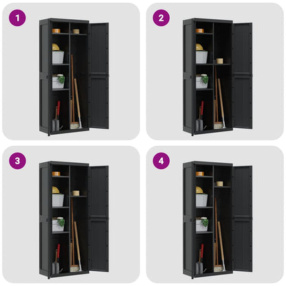 Outdoor Storage Cabinet Black 65x37x165 cm PP