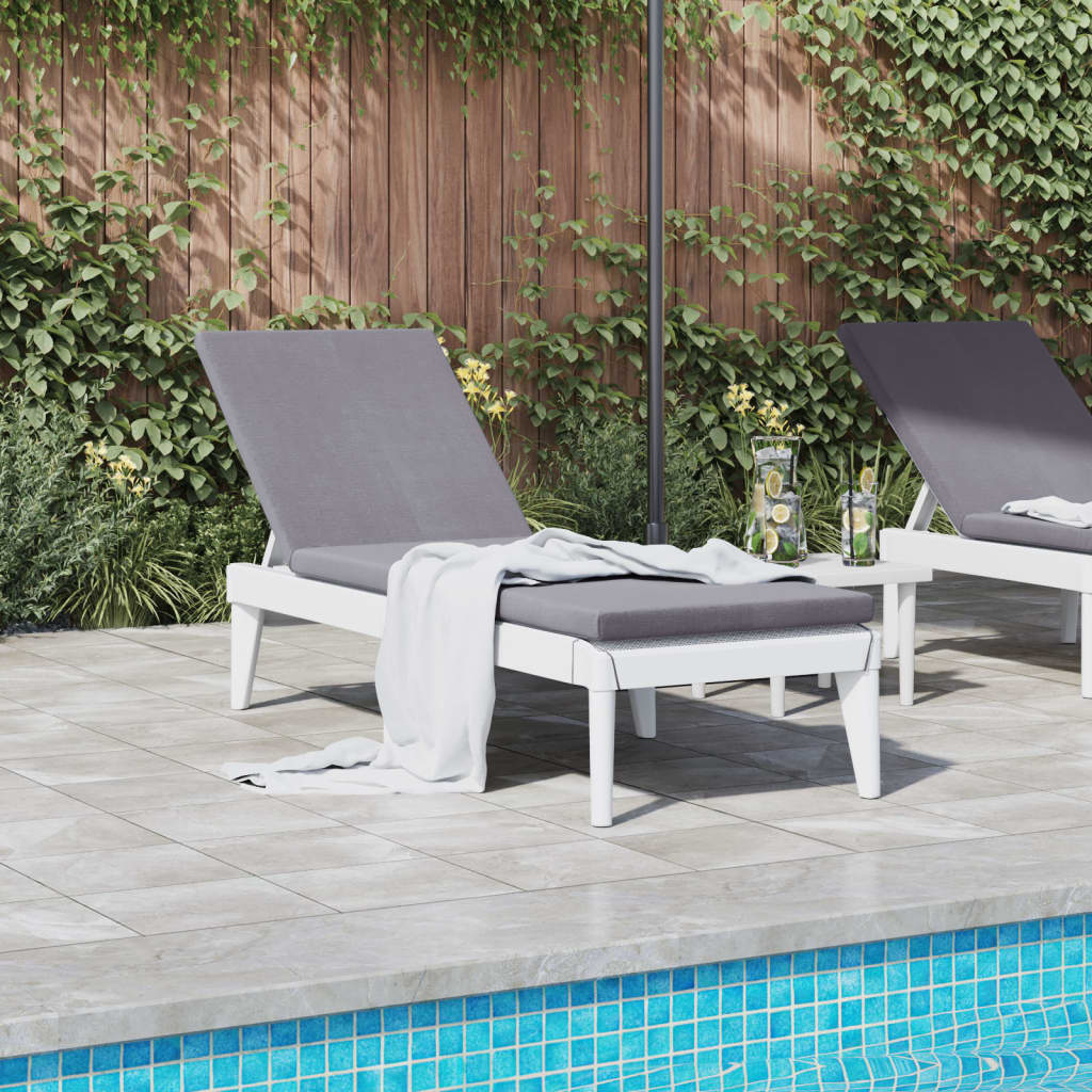 Sun Lounger | White | 100% Polypropylene | Standard | Height-Adjustable