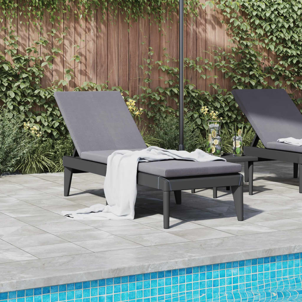 Sun Lounger | Anthracite | Polypropylene | 186x60x29 cm