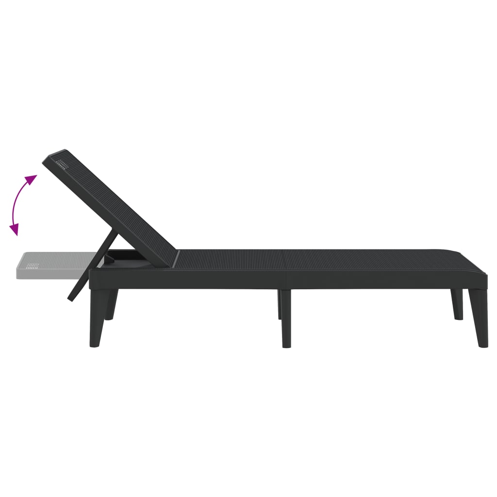 Sun Lounger | Anthracite | Polypropylene | 186x60x29 cm