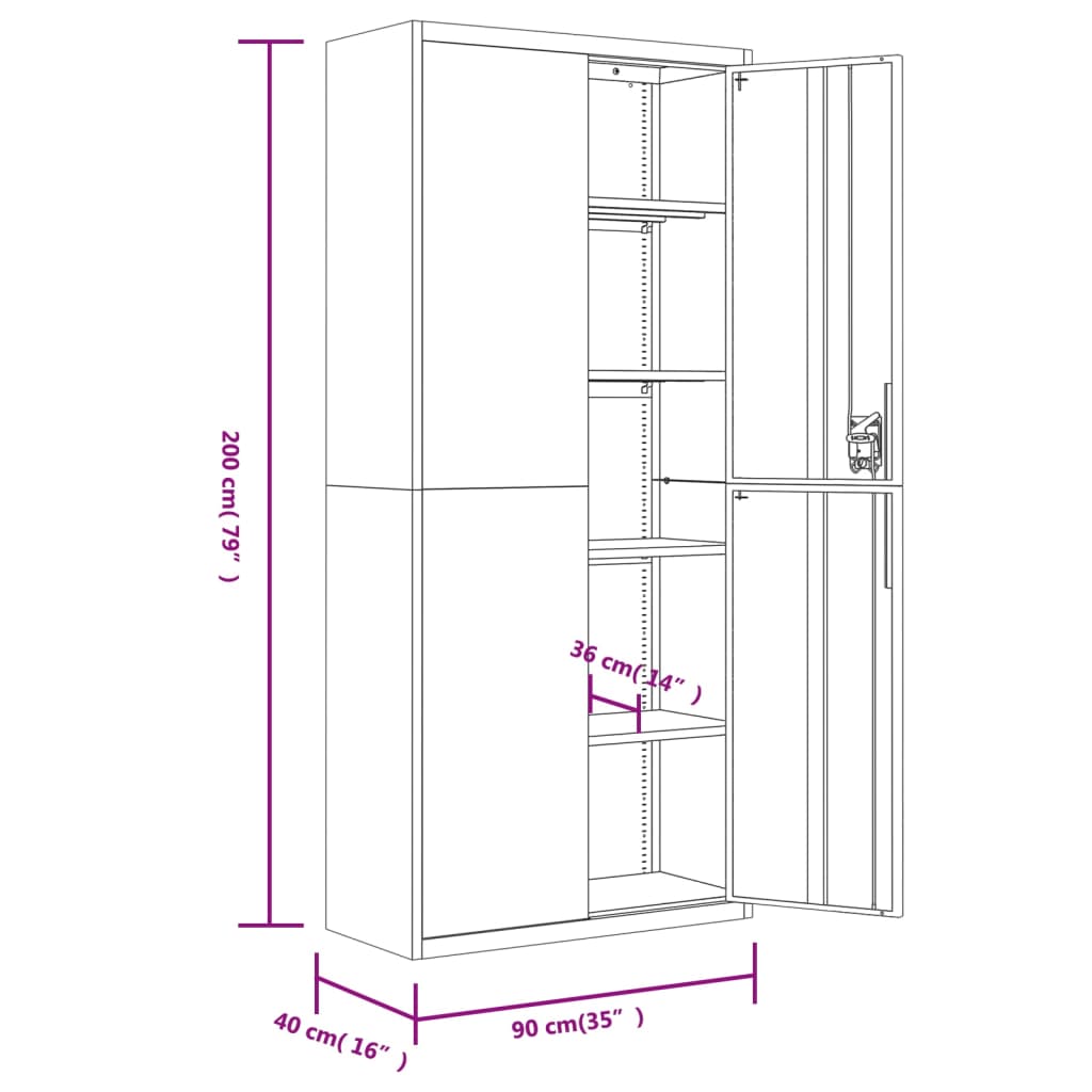 File Cabinet Anthracite 90x40x200 cm Steel