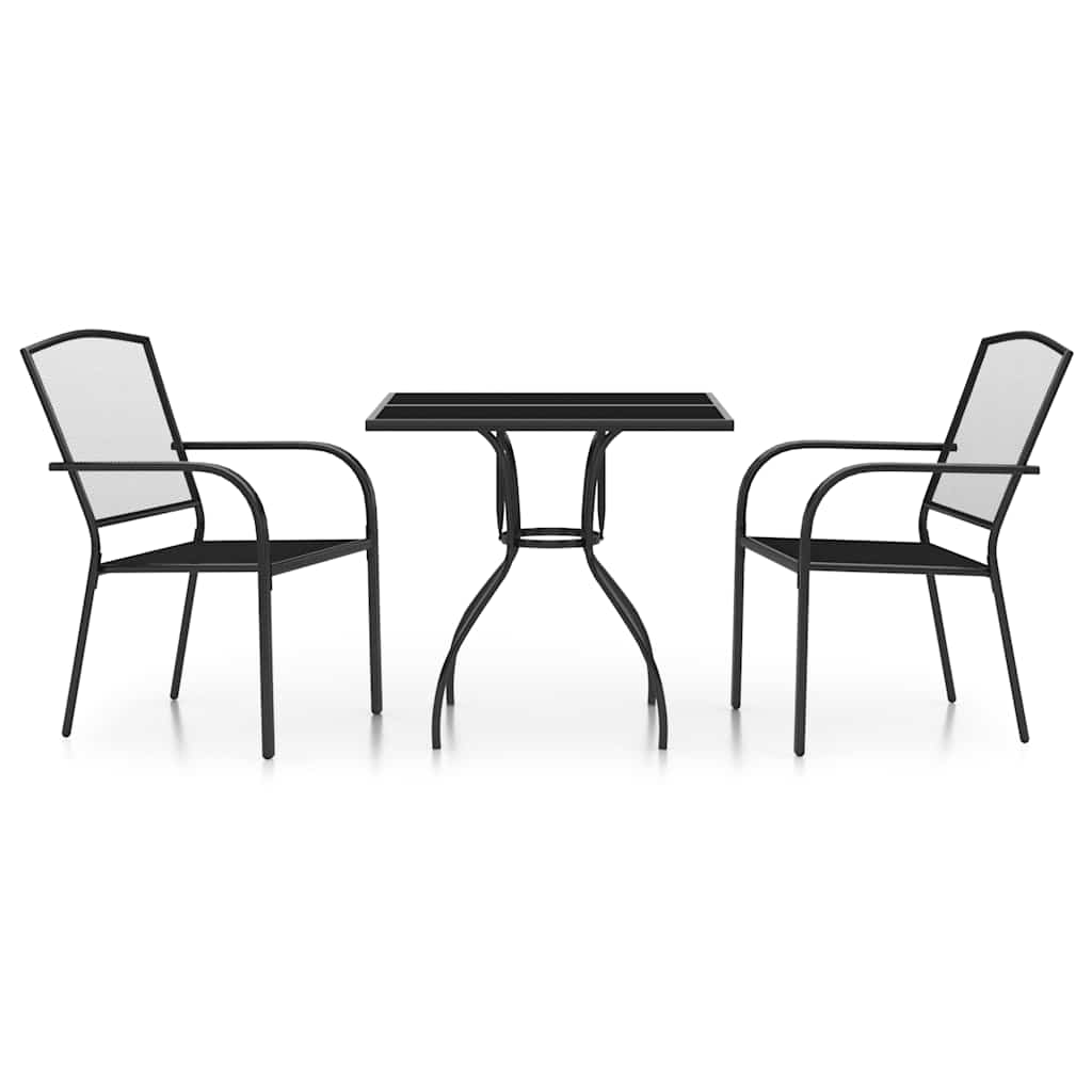 Garden Dining Set | Anthracite | Steel | 3 Piece Set | Stackable