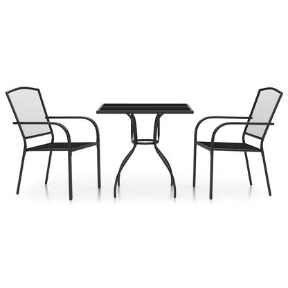 Garden Dining Set | Anthracite | Steel | 3 Piece Set | Stackable