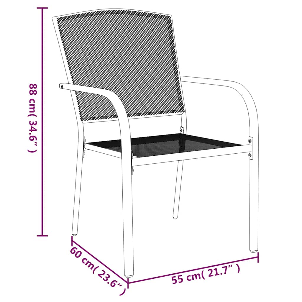 Garden Dining Set | Anthracite | Steel | 3 Piece Set | Stackable