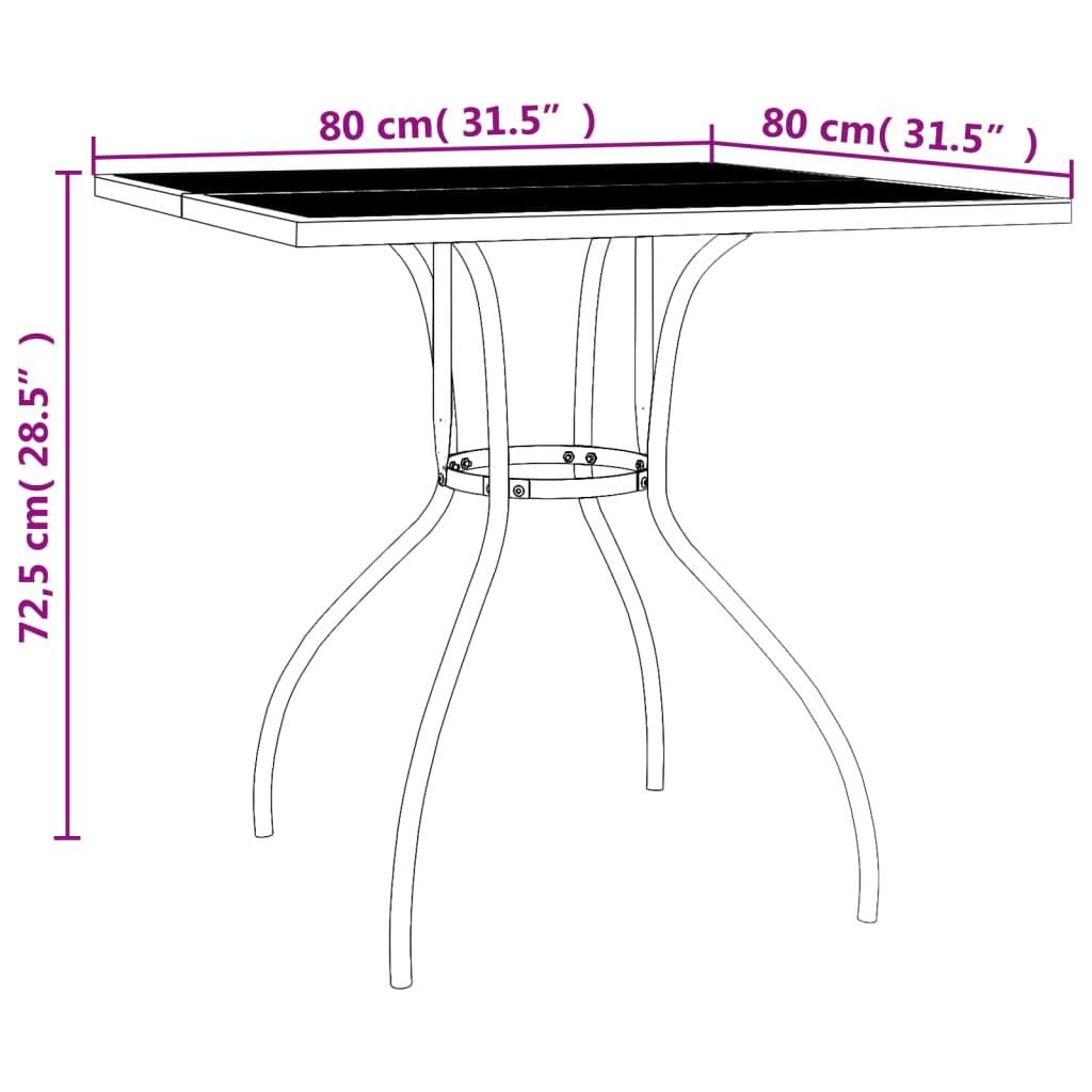 Garden Dining Set | Anthracite | Steel | 3 Piece Set | Stackable