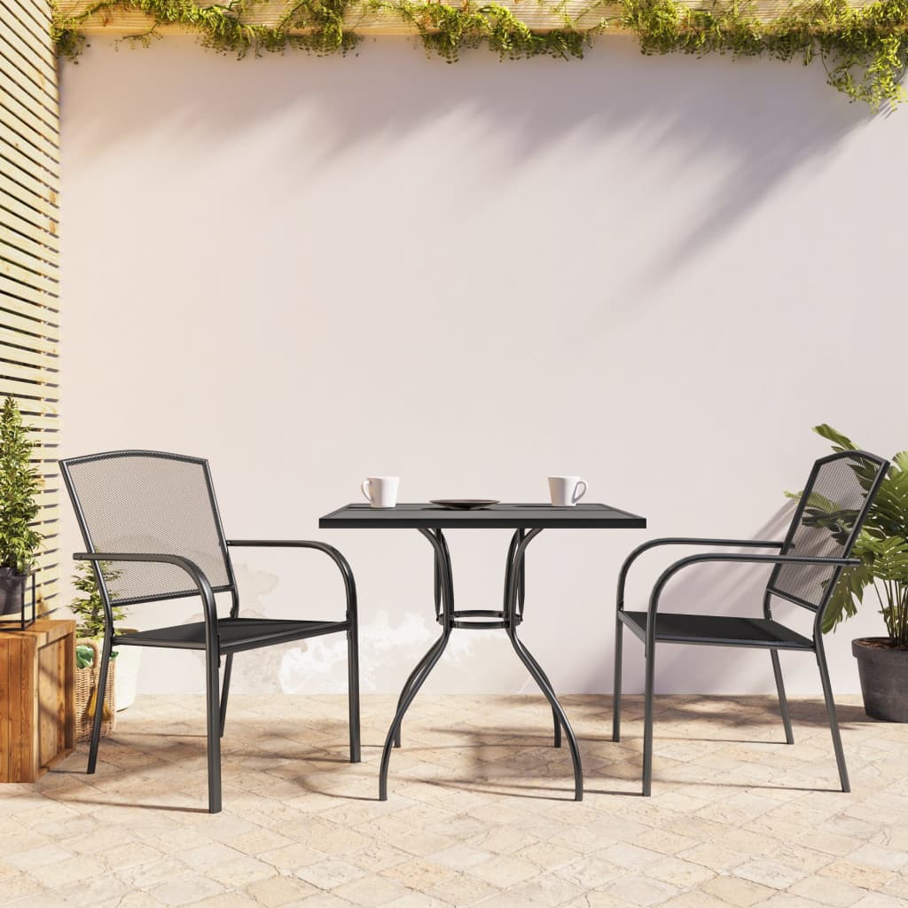 Garden Dining Set | Anthracite | Steel | 3 Piece Set | Stackable