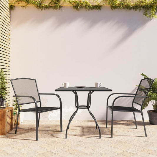 Garden Dining Set | Anthracite | Steel | 3 Piece Set | Stackable