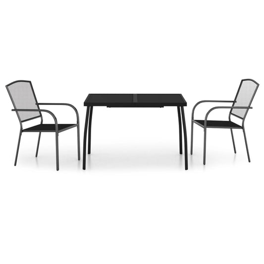 Garden Dining Set | Anthracite | Powder-Coated Steel | Medium | Stackable