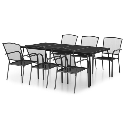 Garden Dining Set | Anthracite | Steel | 200 x 100 x 72 cm | Stackable