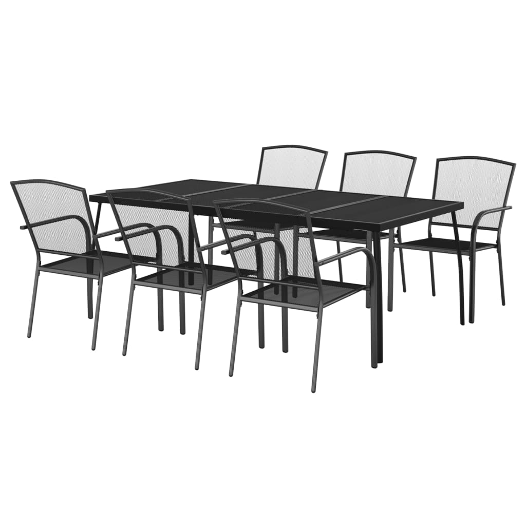 Garden Dining Set | Anthracite | Steel | 200 x 100 x 72 cm | Stackable