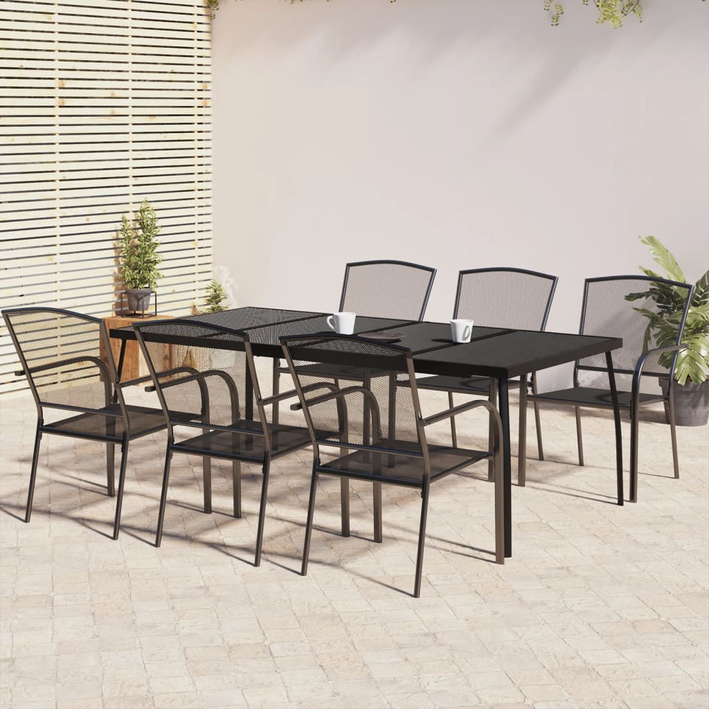 Garden Dining Set | Anthracite | Steel | 200 x 100 x 72 cm | Stackable