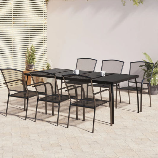 Garden Dining Set | Anthracite | Steel | 200 x 100 x 72 cm | Stackable