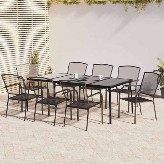 Garden Dining Set | Anthracite | Steel | Large | Stackable