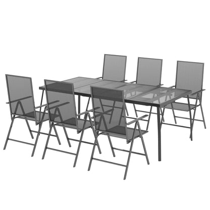 Garden Dining Set | Anthracite | Powder-Coated Steel | 200 x 100 x 72 cm