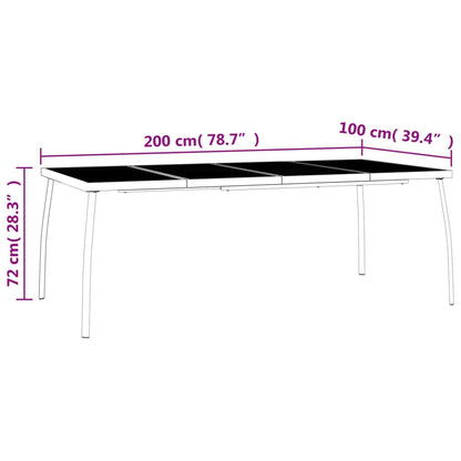 Garden Dining Set | Anthracite | Powder-Coated Steel | 200 x 100 x 72 cm