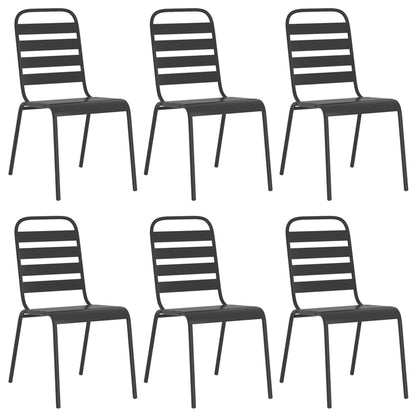 7 Piece Garden Dining Set Anthracite Steel