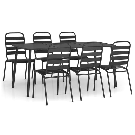 7 Piece Garden Dining Set Anthracite Steel