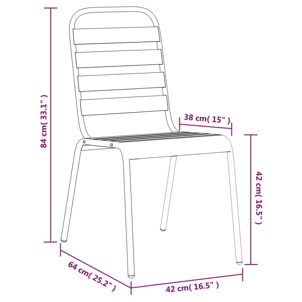 Garden Dining Set | Anthracite | Steel | Medium | Stackable