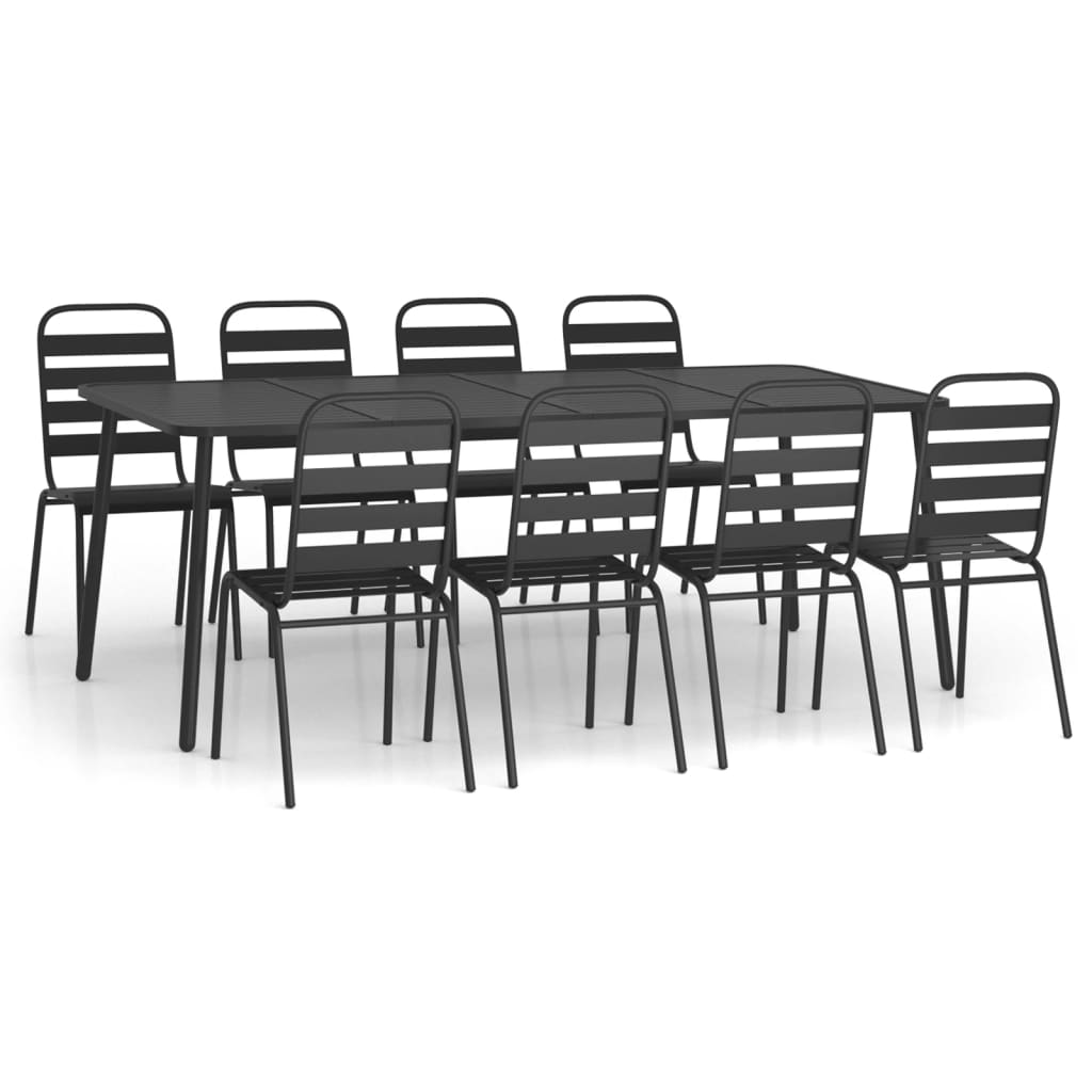 9 Piece Garden Dining Set Anthracite Steel