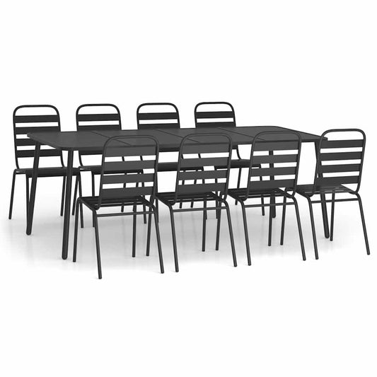 9 Piece Garden Dining Set Anthracite Steel