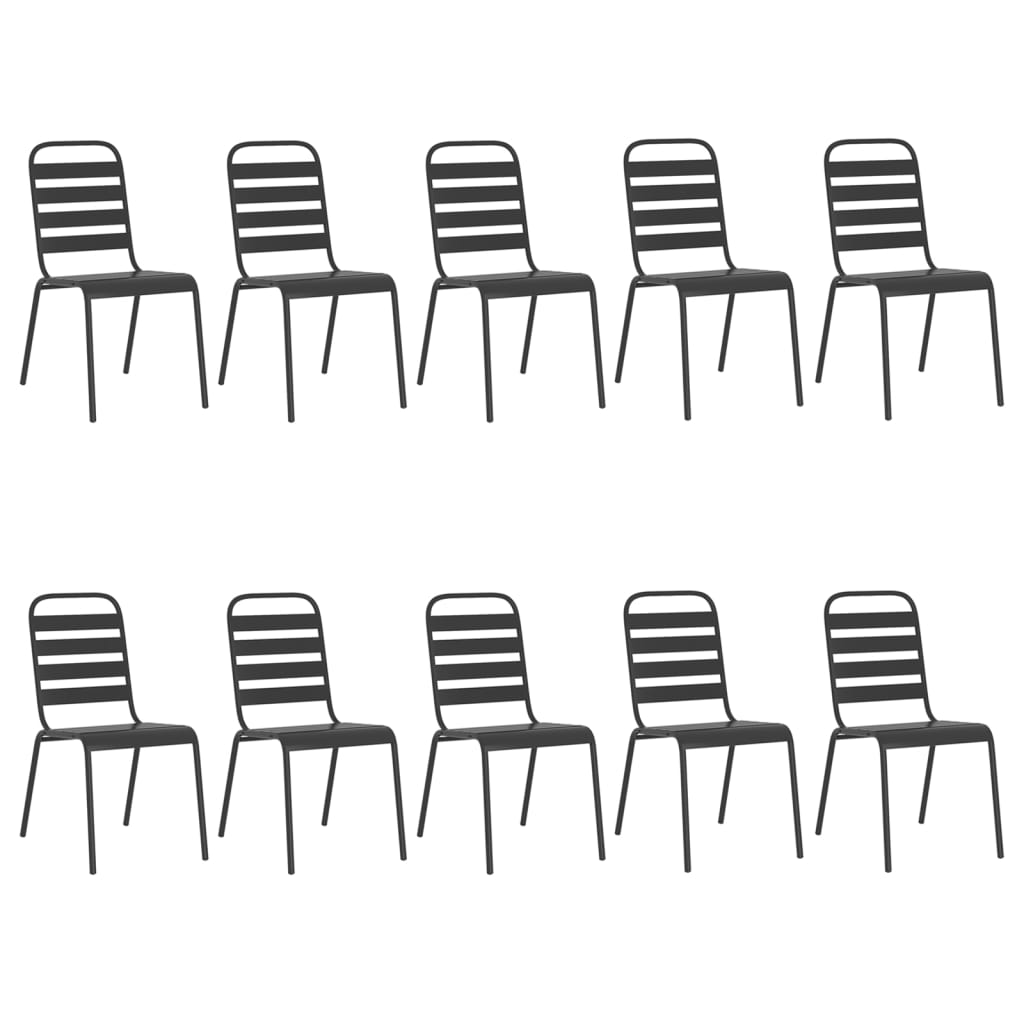 Garden Dining Set | Anthracite | Powder-Coated Steel | Large | Stackable