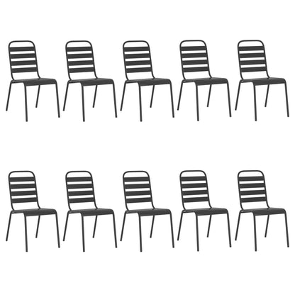 Garden Dining Set | Anthracite | Powder-Coated Steel | Large | Stackable