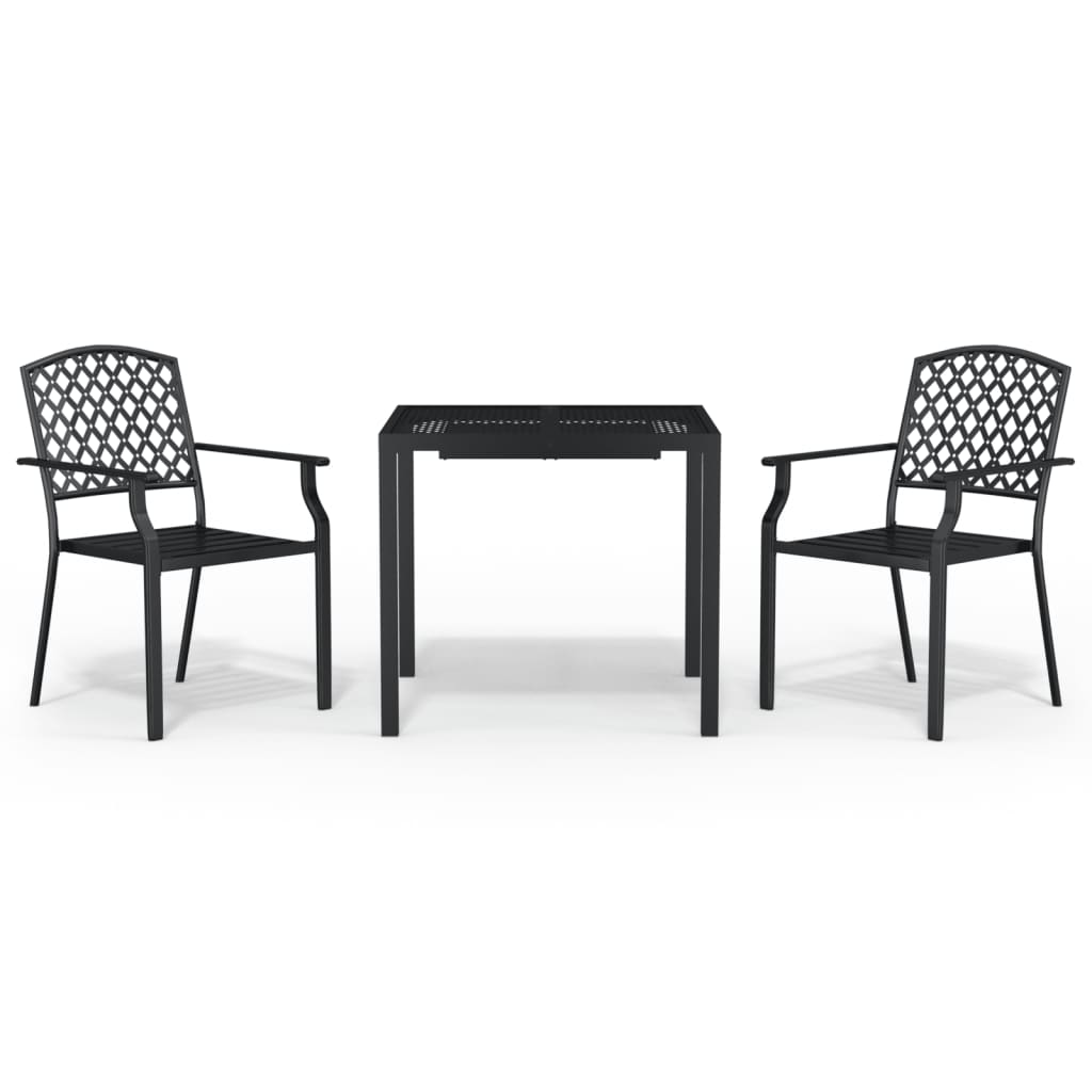 Garden Dining Set | Anthracite | Powder-Coated Steel | 3 Piece Set