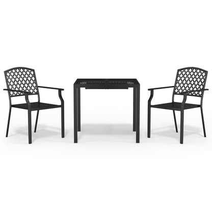 Garden Dining Set | Anthracite | Powder-Coated Steel | 3 Piece Set