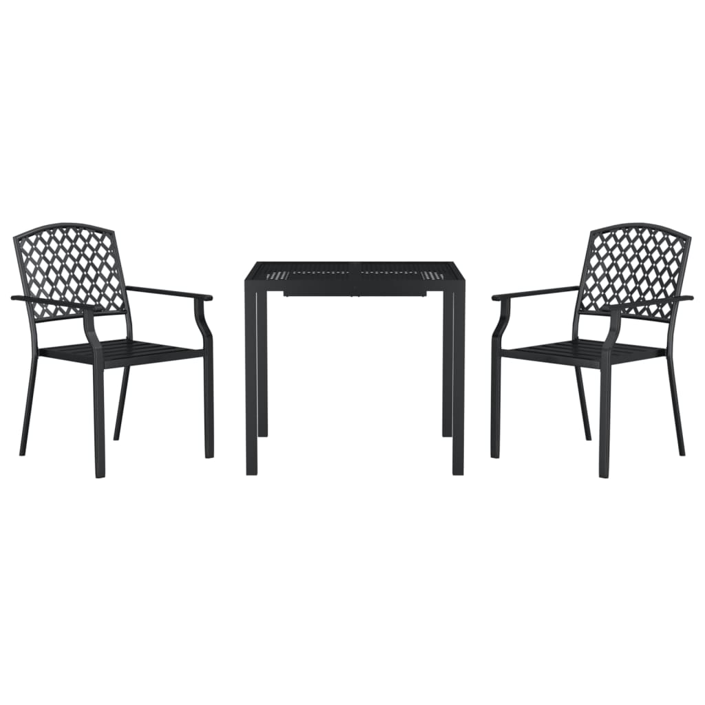 Garden Dining Set | Anthracite | Powder-Coated Steel | 3 Piece Set