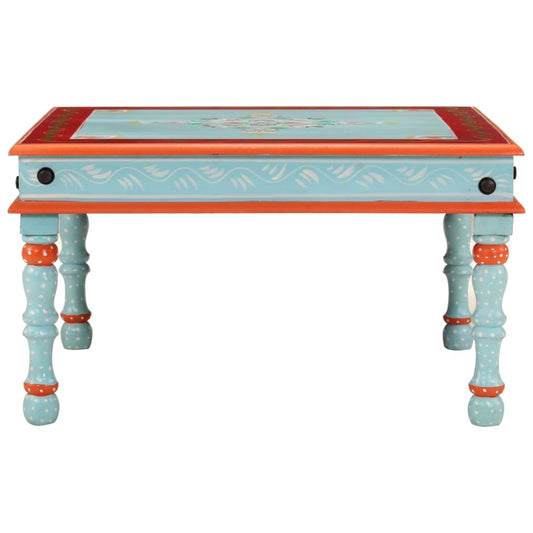 Coffee Table Blue Hand Painted Solid Wood Mango