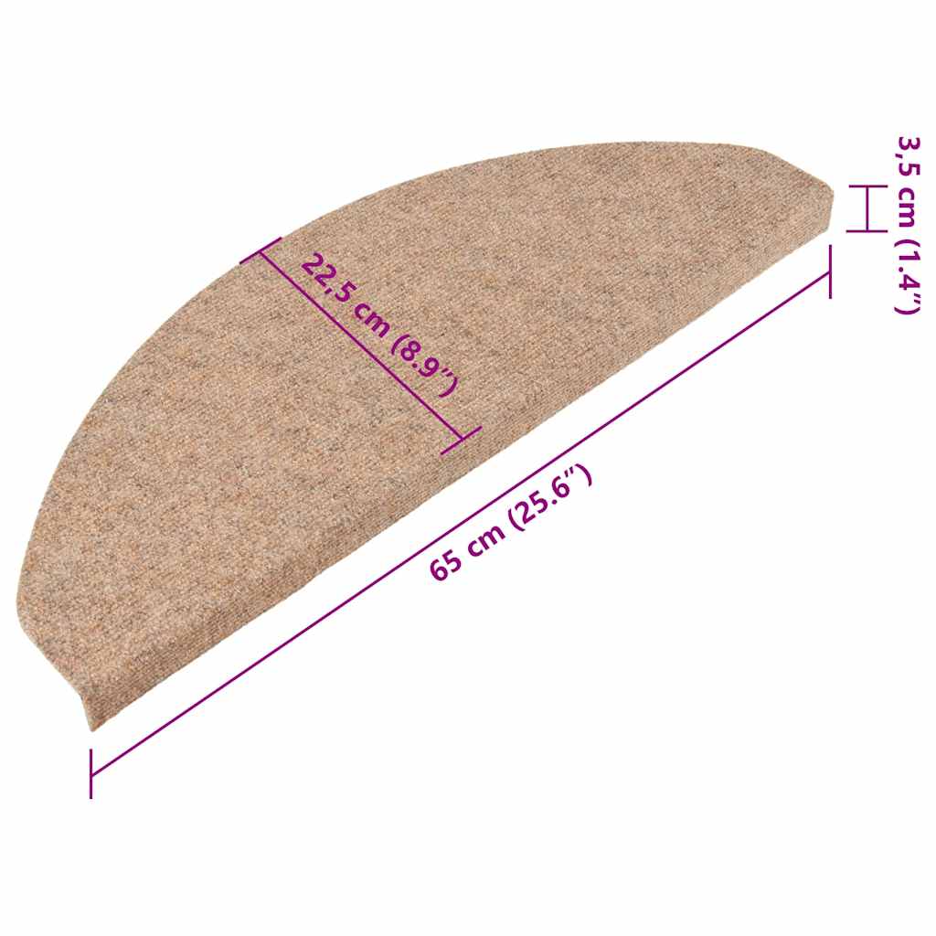 Stair Mats Self-adhesive 10 pcs Beige 65x22,5x3,5 cm