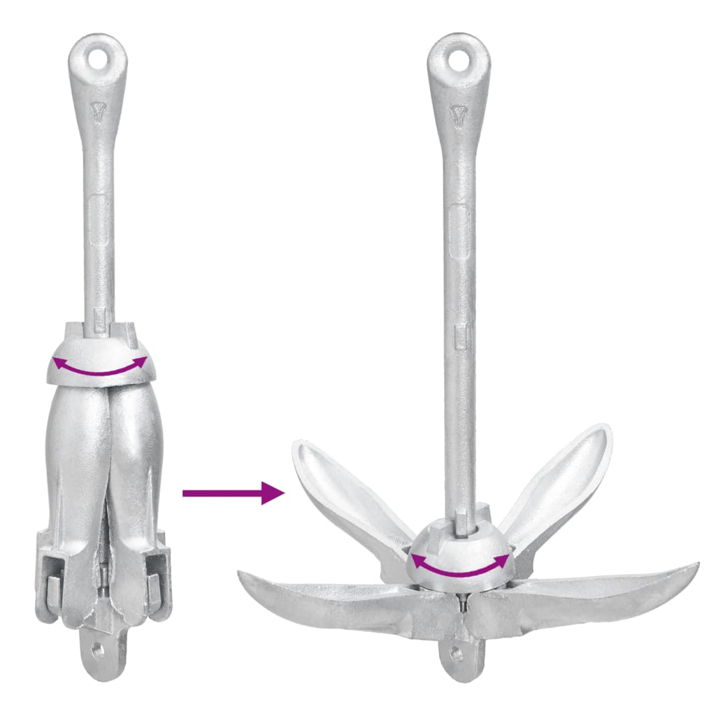 Folding Anchor Silver 8 kg Hot Dip Galvanized Cast Iron