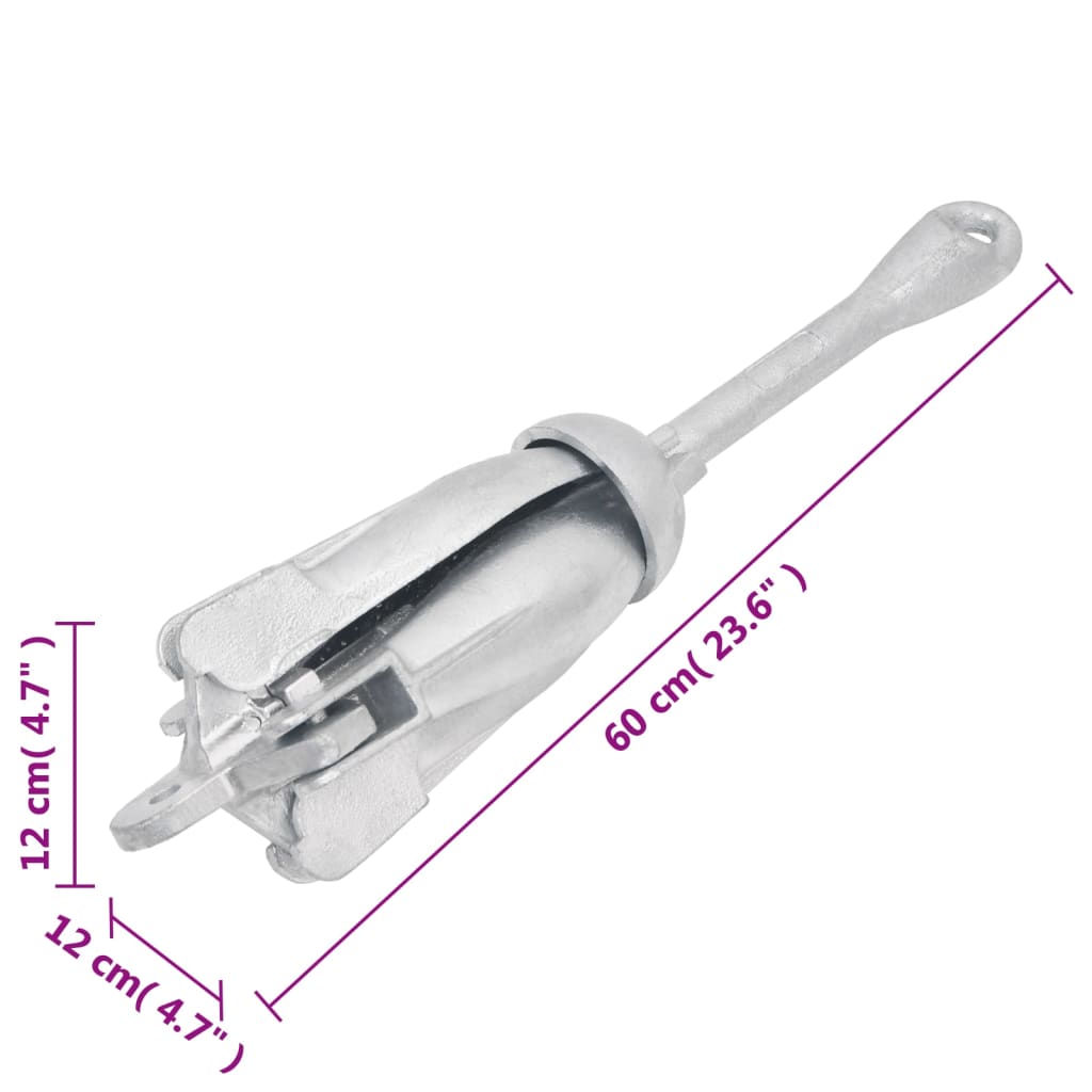 Folding Anchor Silver 8 kg Hot Dip Galvanized Cast Iron