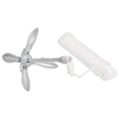 Folding Anchor with Rope Silver 6 kg