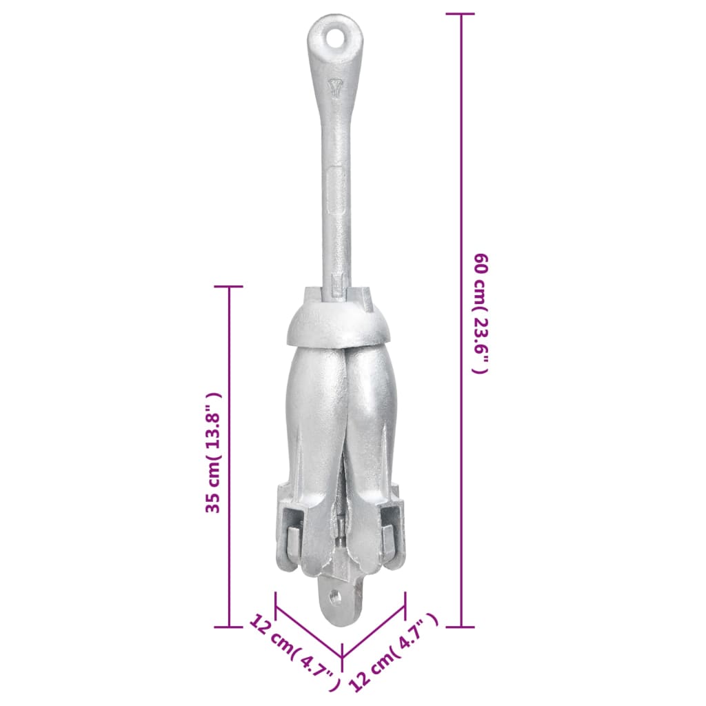 Folding Anchor with Rope Silver 8 kg