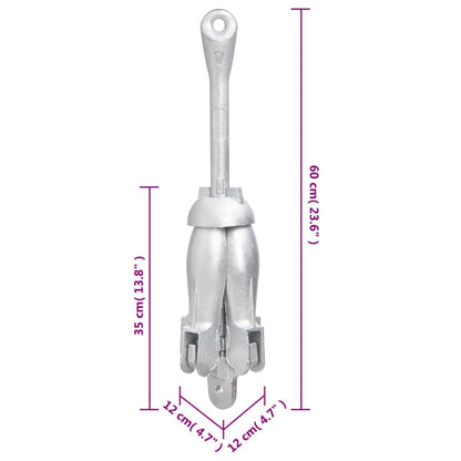 Folding Anchor with Rope Silver 8 kg