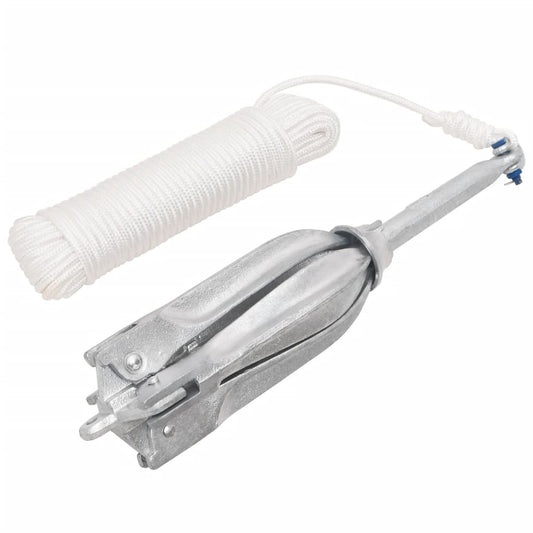 Folding Anchor with Rope Silver 10 kg