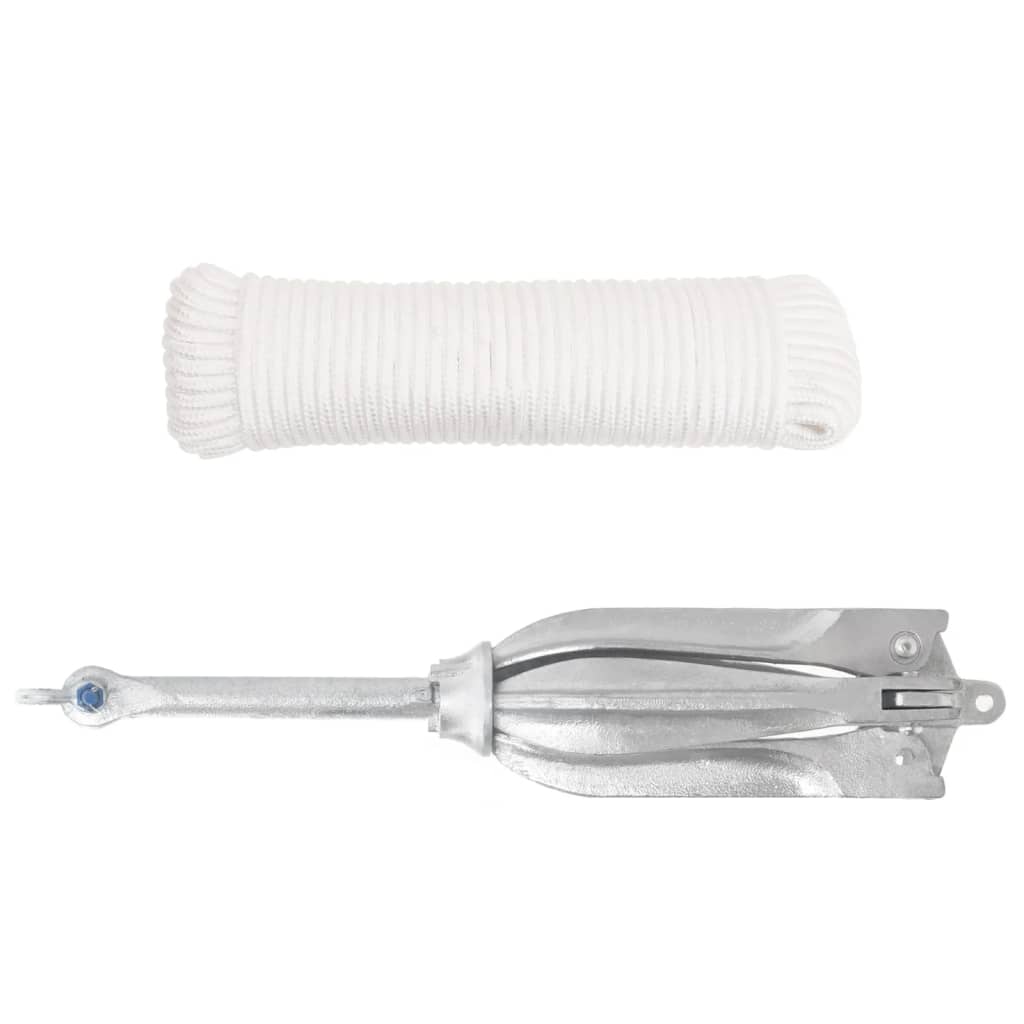 Folding Anchor with Rope Silver 12 kg