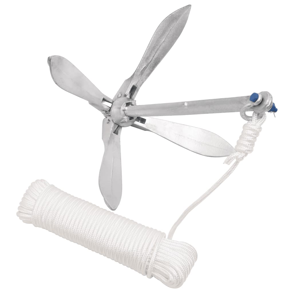 Folding Anchor with Rope Silver 12 kg