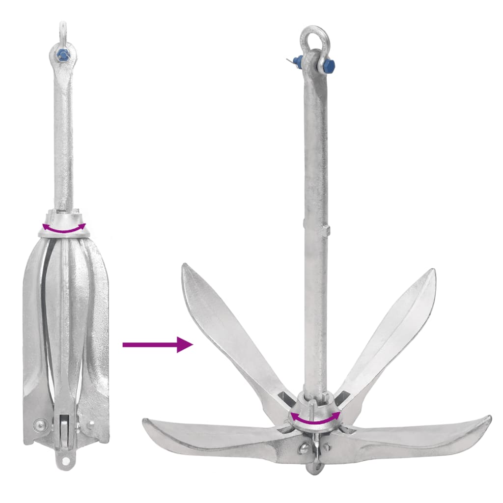 Folding Anchor with Rope Silver 12 kg