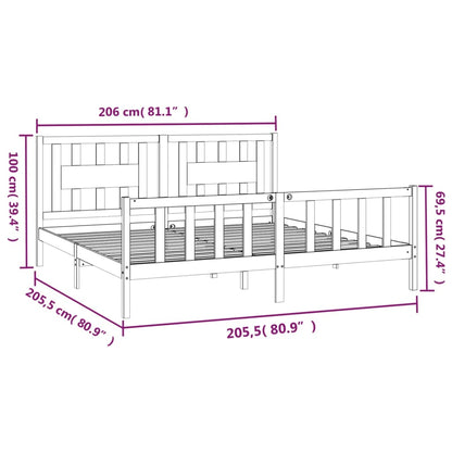 Bed Frame without Mattress Grey Solid Wood Pine 200x200 cm